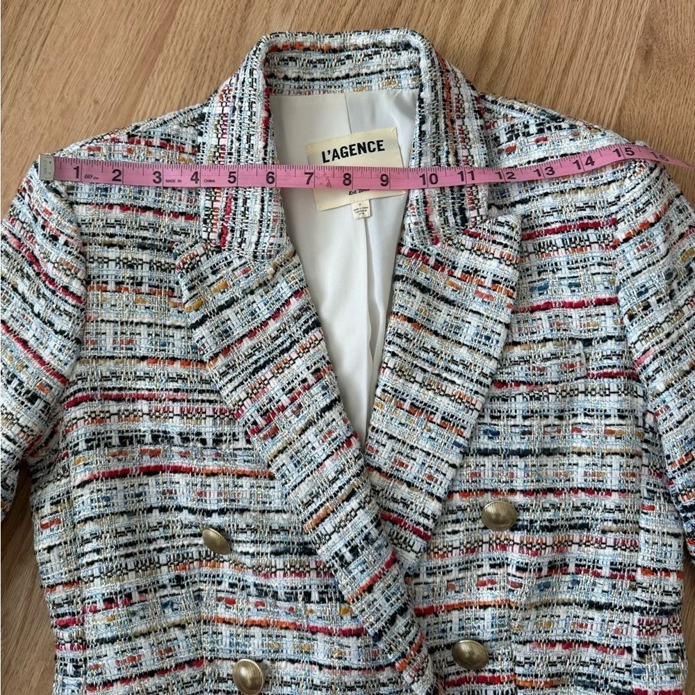L'AGENCE Kenzie Tweed Double Breasted Blazer Corporate Work Office Career Size 2 - Picture 9 of 15